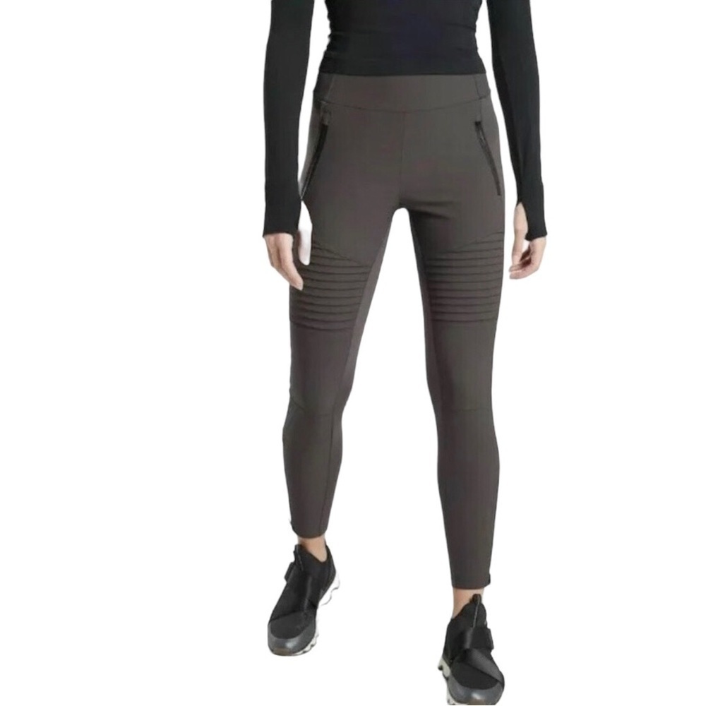Athleta Headlands Hybrid Moto Tight Size 6 Arbor Olive Commute Travel Pants